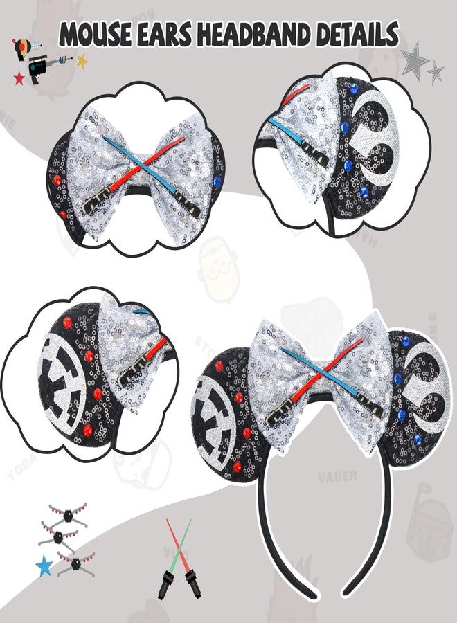 ETLUK Mouse Ears Headband, Sequin Star Ears Headband for Adult Women Girls, Sparkling Bow & Lightsaber Design for Cosplay Accessories Party Decorations - Image 3